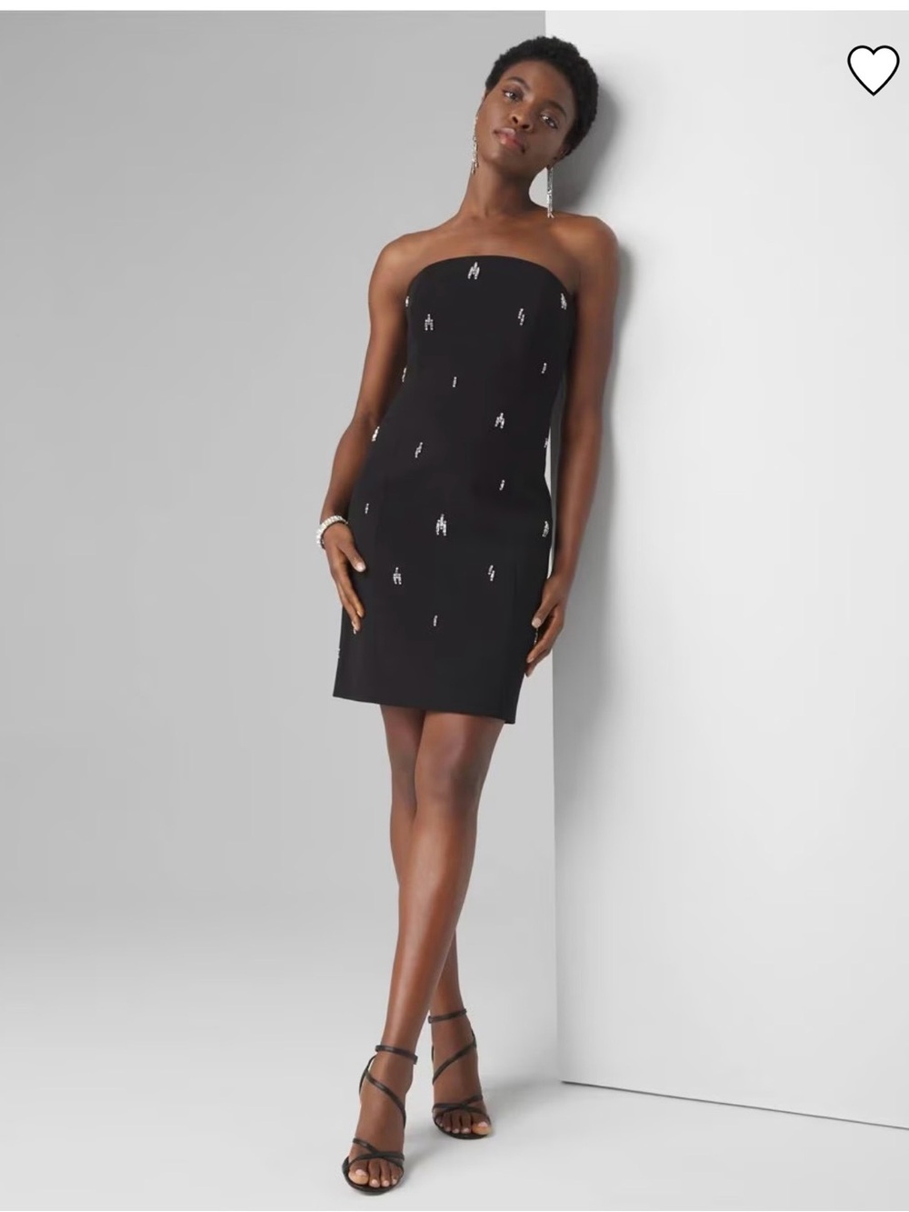 White House Black Market Black Strapless Beaded Mini Dress
